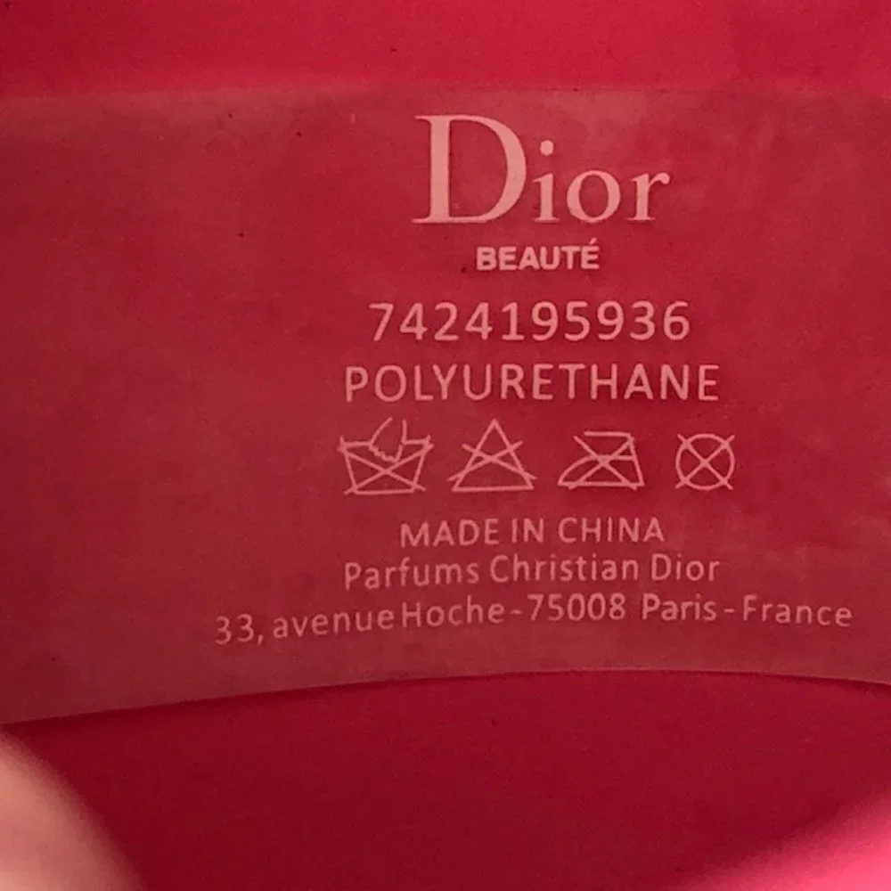 DIOR Beaute Bag Hot Pink Makeup Case Clutch Dopp Kit Logo Embossed